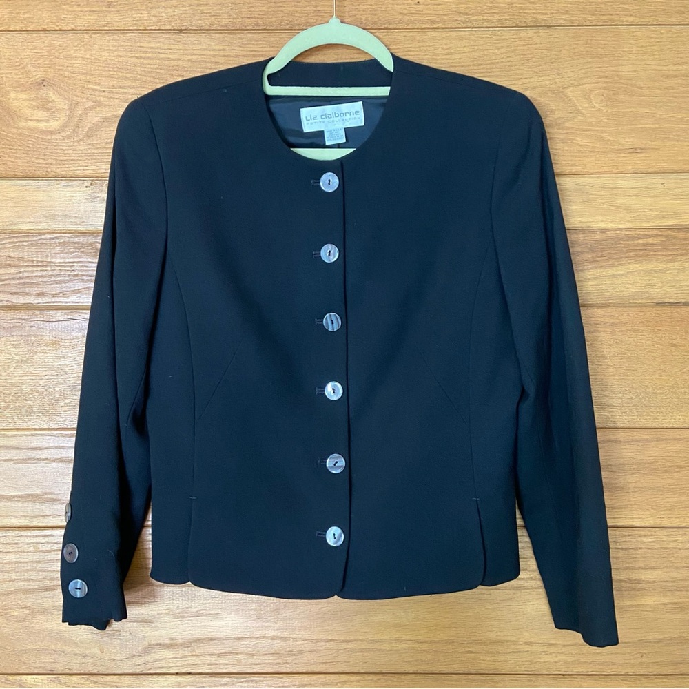 Liz Clairborne vintage 90s black wool button front jacket